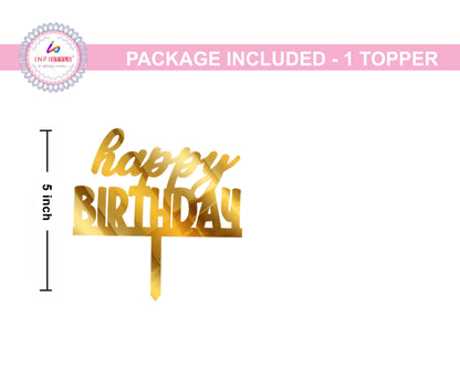 Happy Birthday Golden Cake Toppers