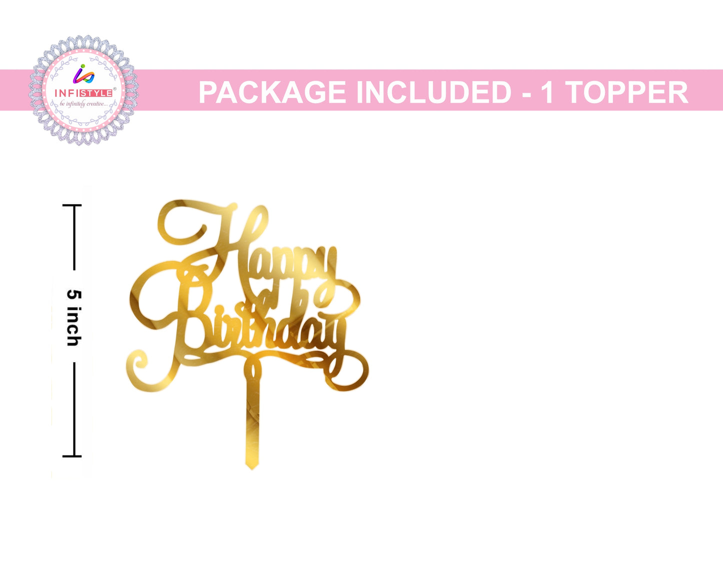 Gold Cake Toppers Happy Birthday Acrylic