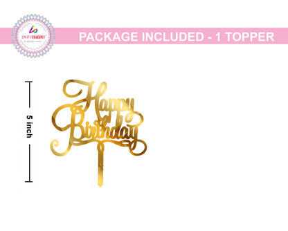 Gold Cake Toppers Happy Birthday Acrylic