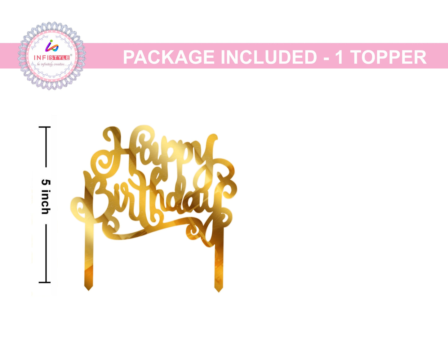 Happy Birthday Acrylic Golden Cake Toppers