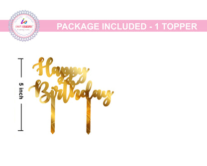 Birthday Acrylic Golden Cake Toppers