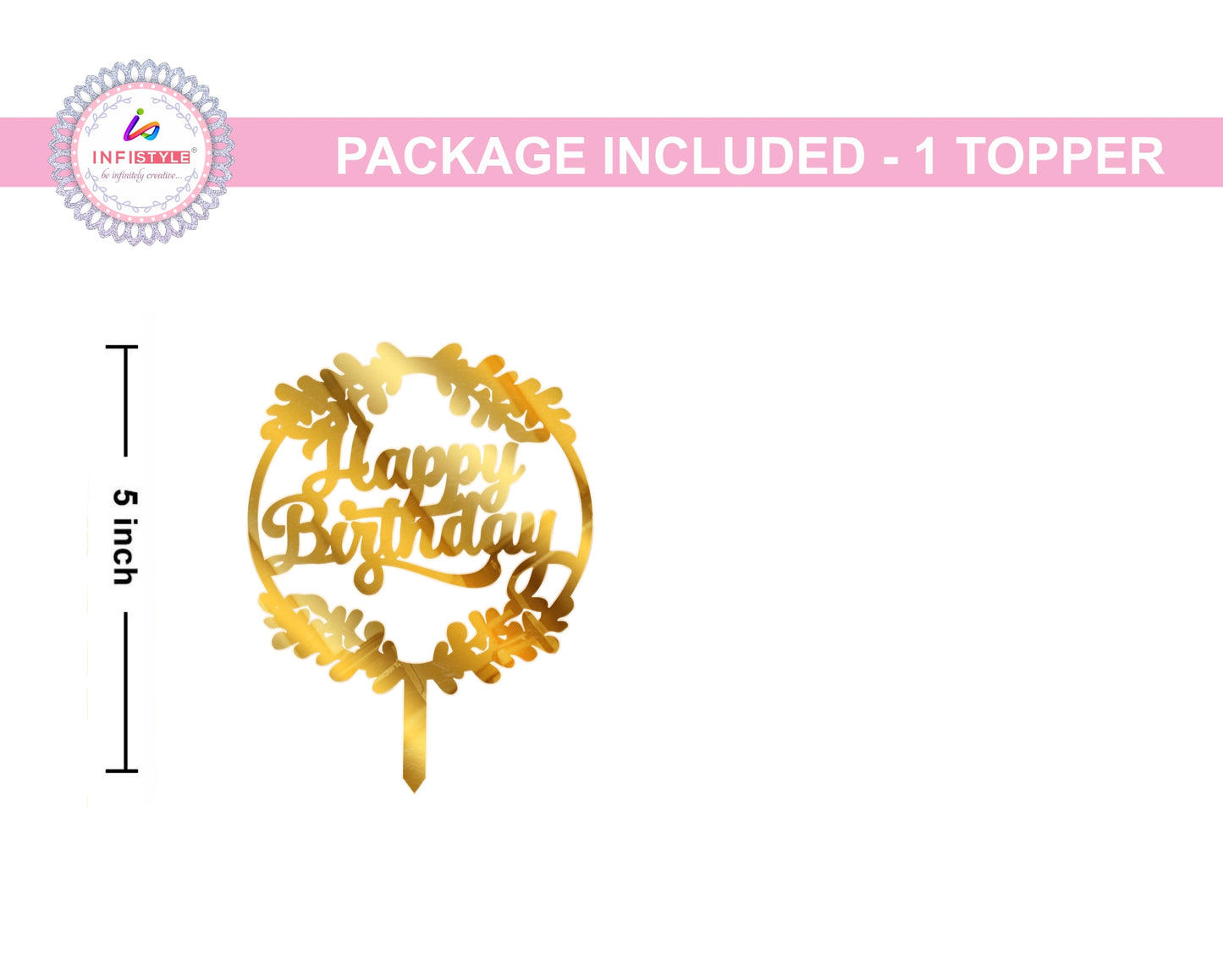 Happy Birthday Golden Acrylic Cake Toppers