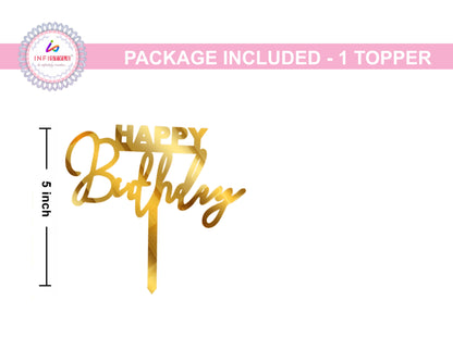 Acrylic Birthday Cake Toppers Gold