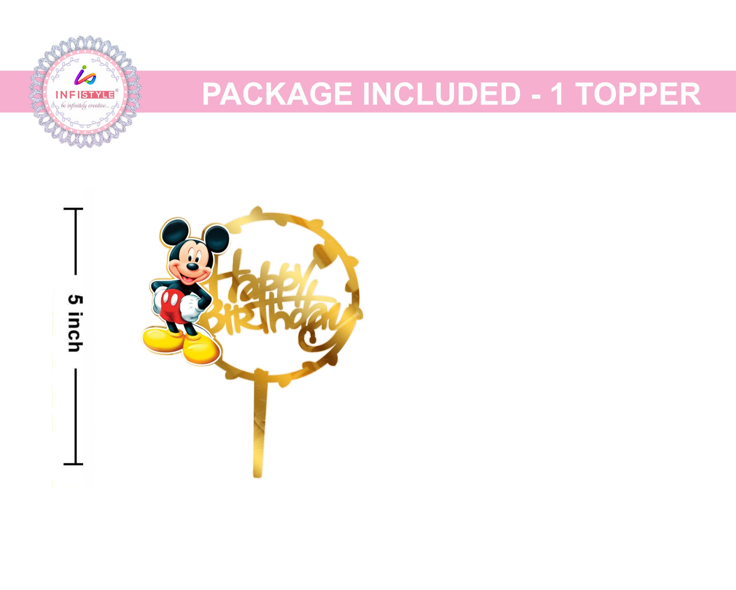 Golden Mickey Cake Topper Happy Birthday