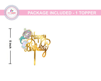 Mermaid Theme Cake Toppers Gold Acrylic