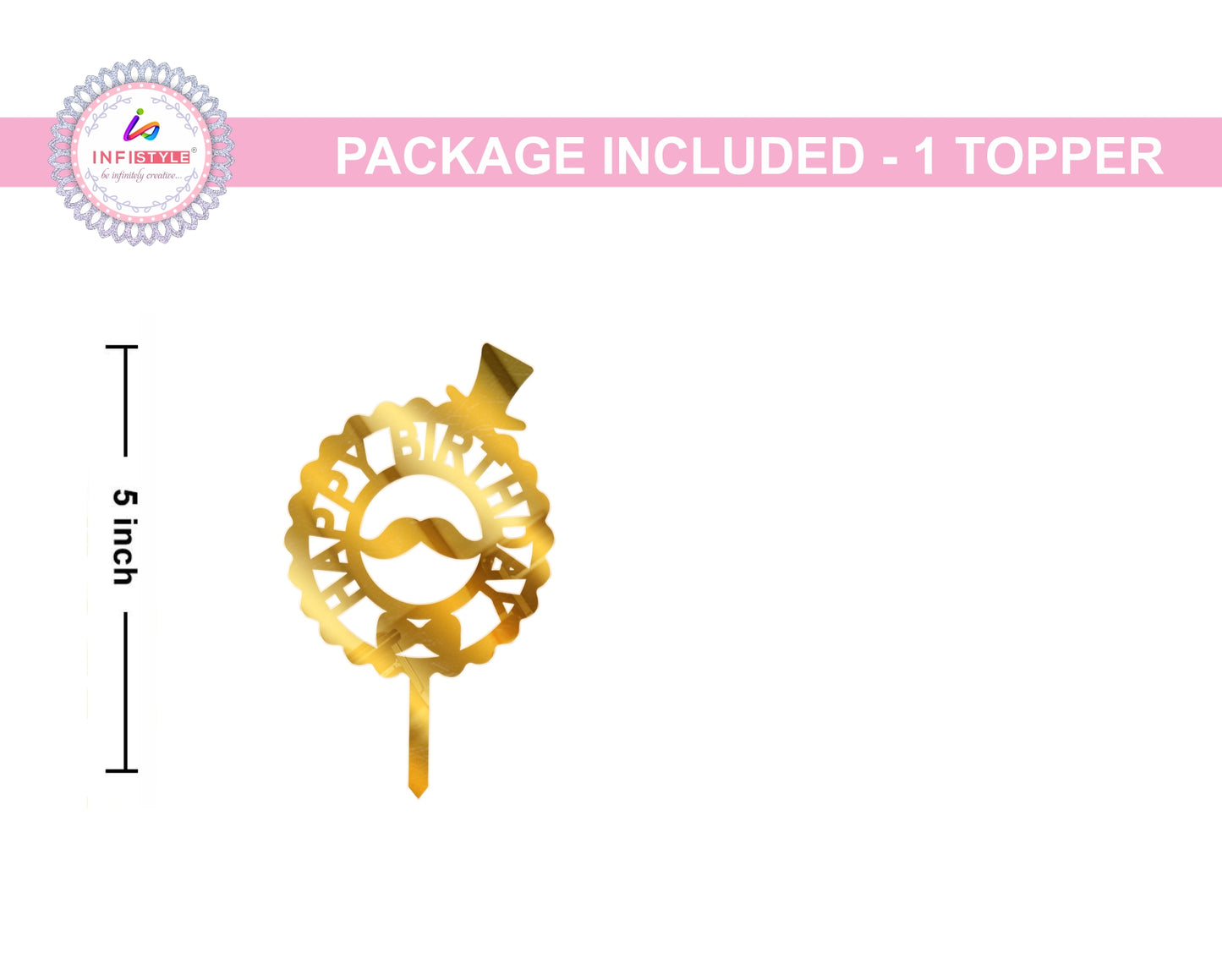 Happy Birthday Acrylic Cake Toppers Gold