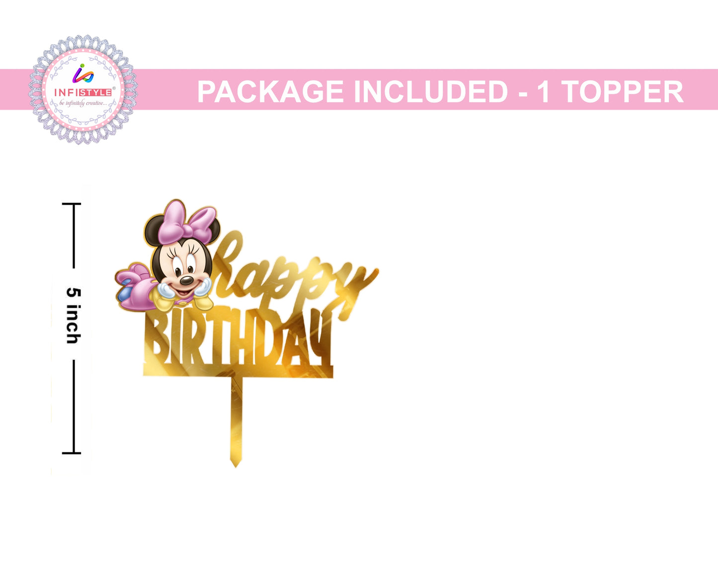 Minnie Mouse Cake Topper Gold Acrylic
