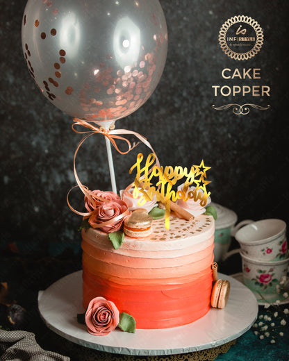 Happy Birthday Acrylic Golden Cake Toppers