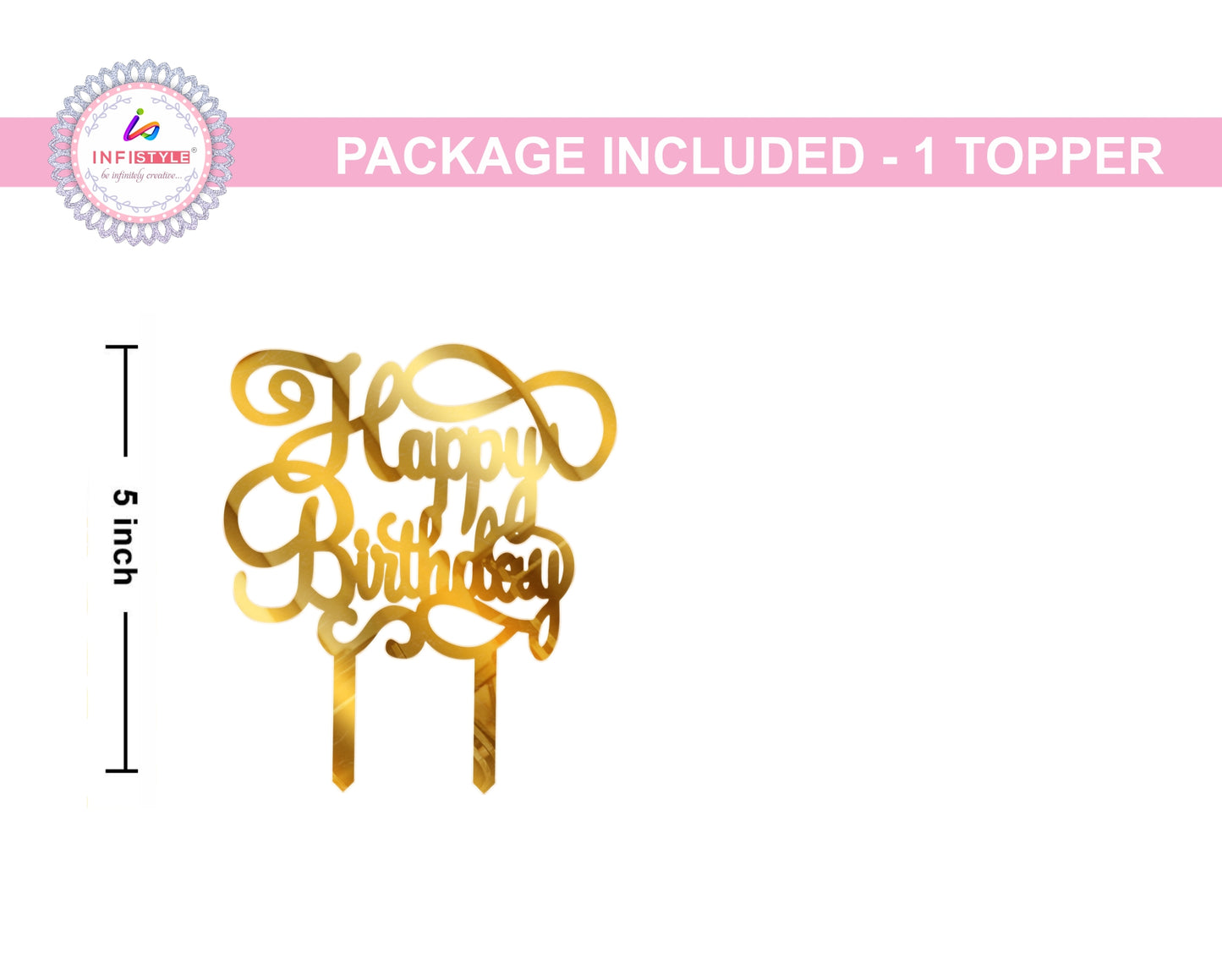 Birthday Cake Toppers Golden Acrylic