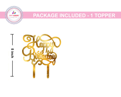 Birthday Cake Toppers Golden Acrylic