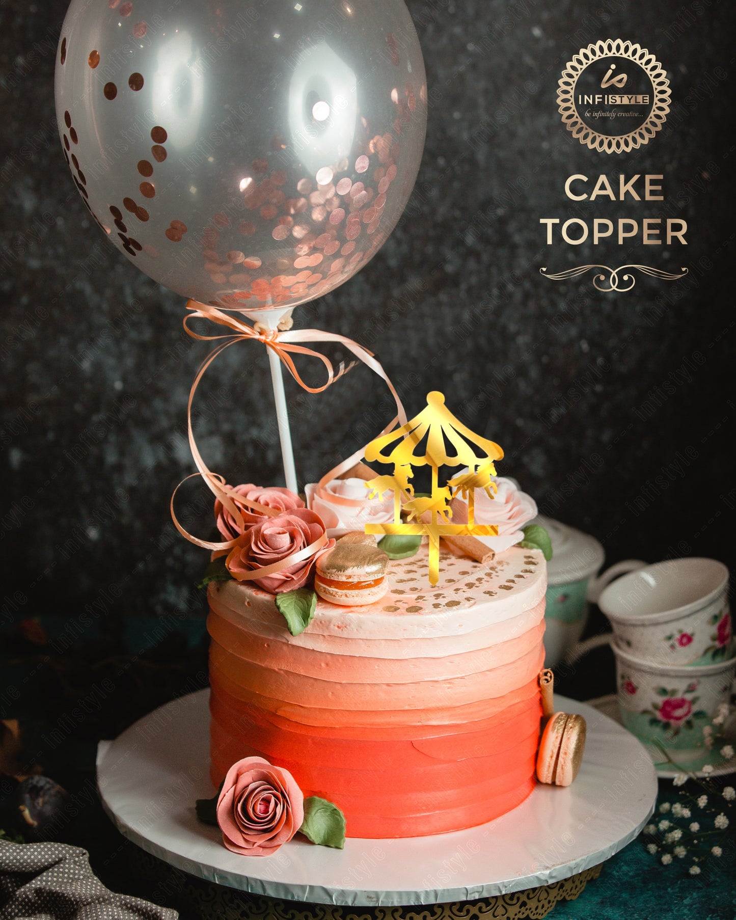 Golden Cake Toppers for Birthday Decoration