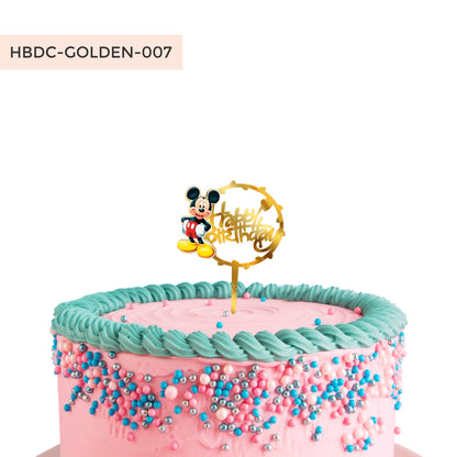 Golden Mickey Cake Topper Happy Birthday