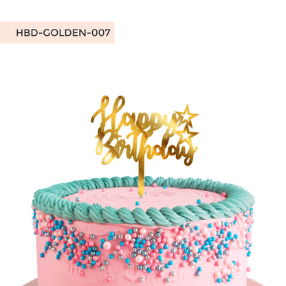 Happy Birthday Acrylic Golden Cake Toppers