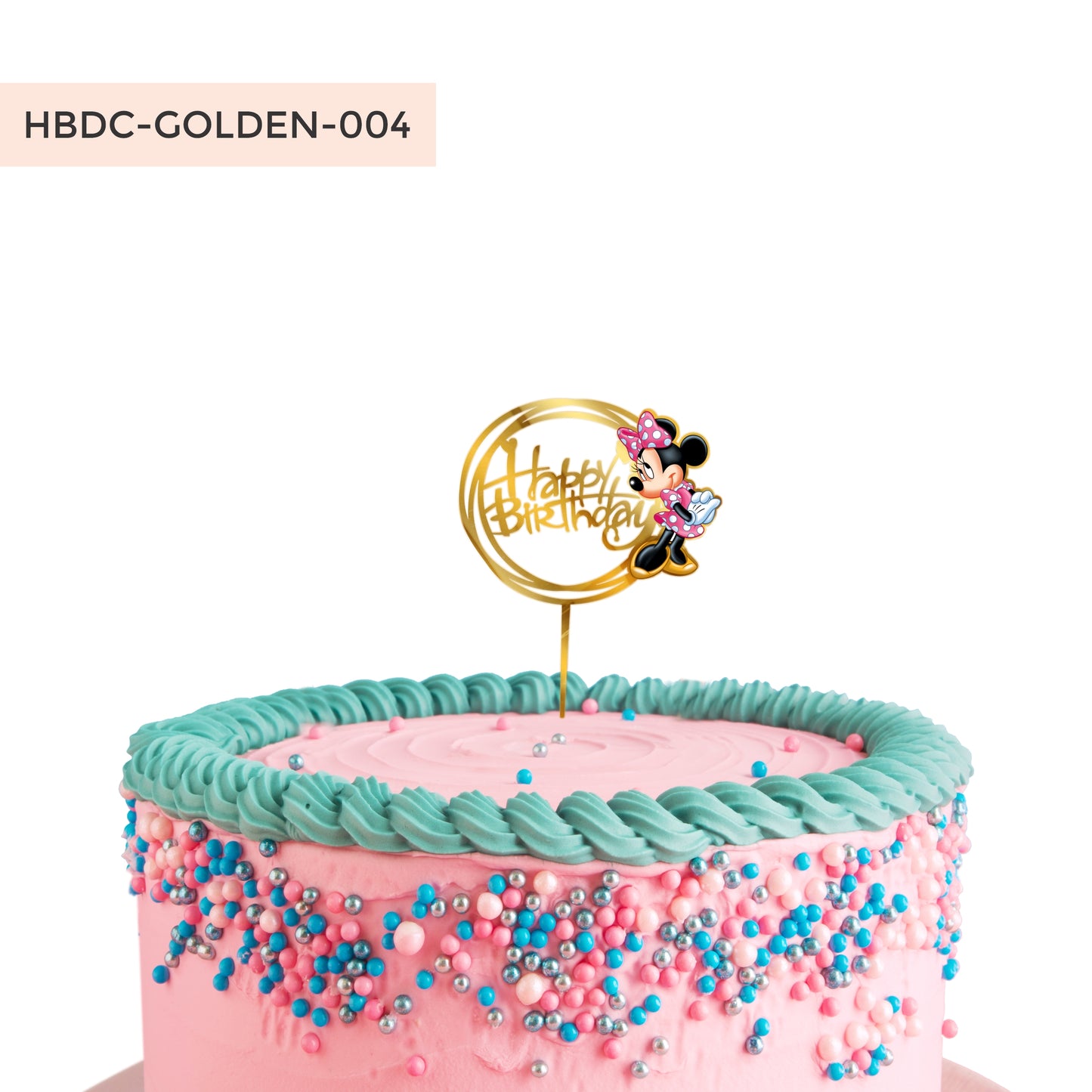 Minnie Theme Cake Topper Gold Acrylic