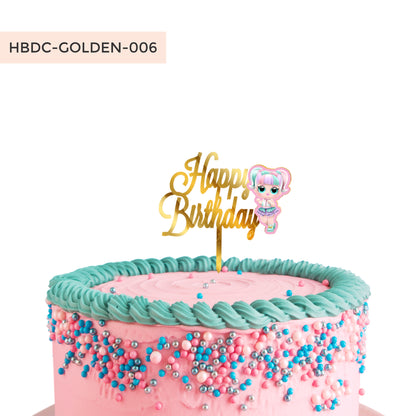 Unicorn LOL Doll Cake Toppers Gold Acrylic