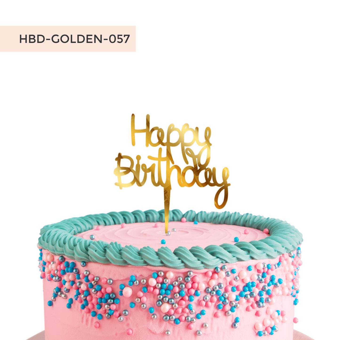 Happy Birthday Acrylic Golden Cake Toppers