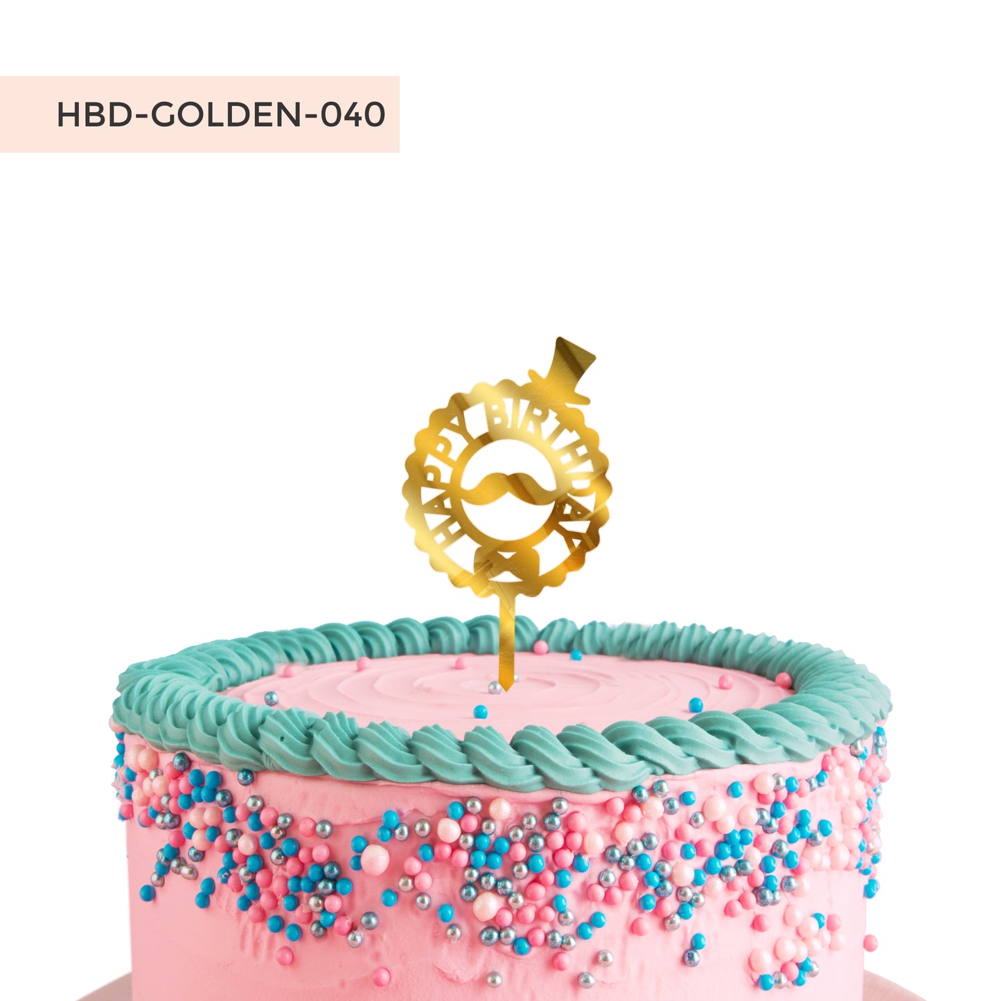 Happy Birthday Acrylic Cake Toppers Gold