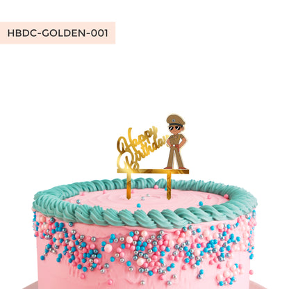 Acrylic Little Singham Cake Topper Golden