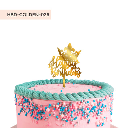 Happy Birthday Acrylic Cake Toppers Golden