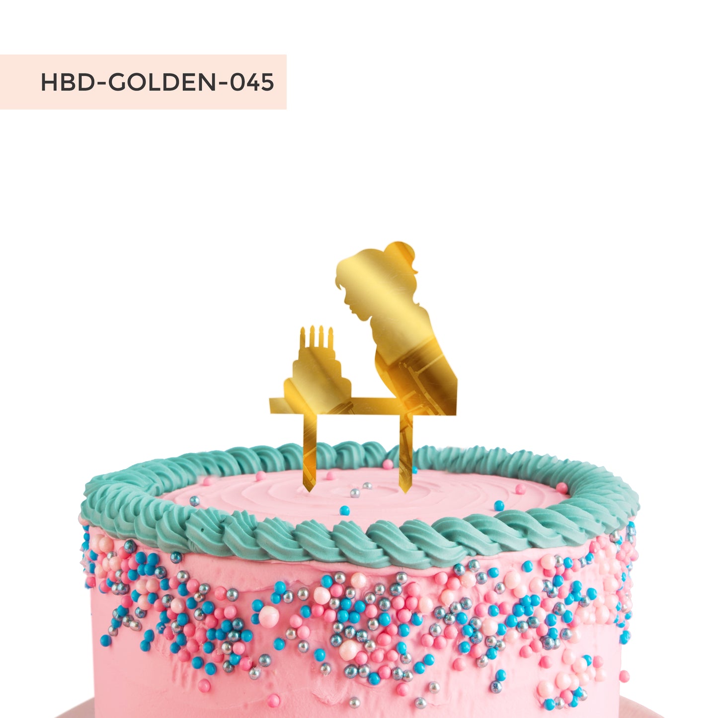 Happy Birthday Acrylic Cake Toppers Gold