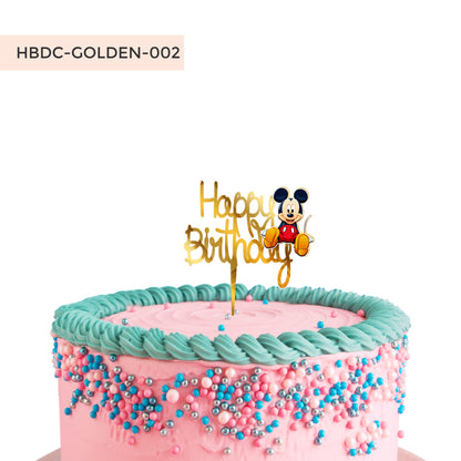 Mickey Mouse Cake Topper Gold Acrylic