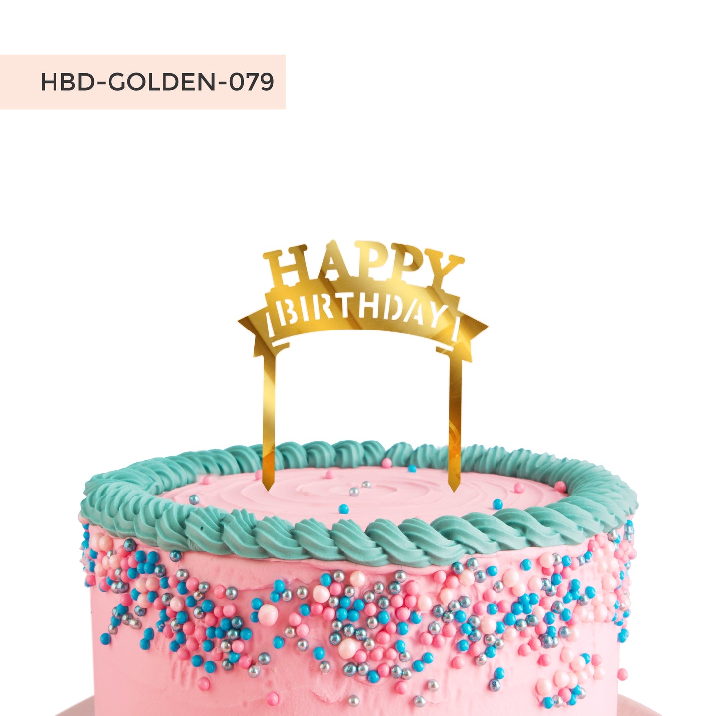 Golden Acrylic Cake Toppers Birthday