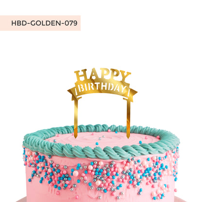 Golden Acrylic Cake Toppers Birthday