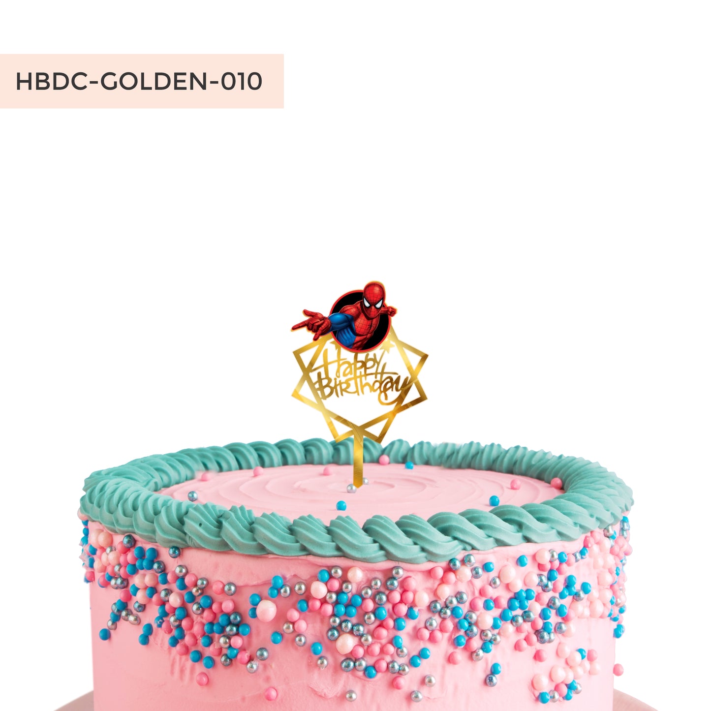 Spider Man Cake Topper Acrylic Gold