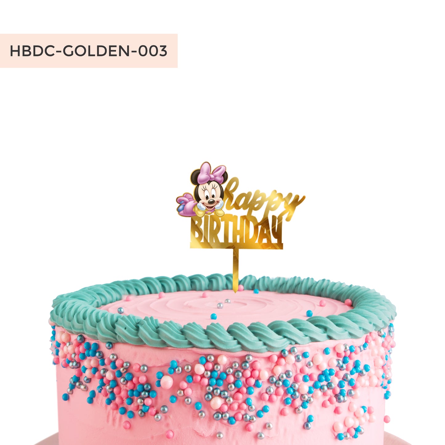 Minnie Mouse Cake Topper Gold Acrylic
