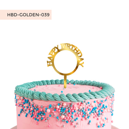 Happy Birthday Acrylic Golden Cake Toppers
