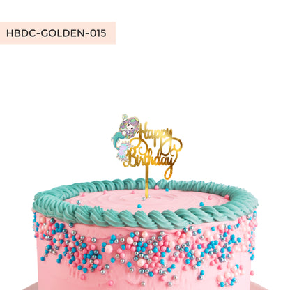 Mermaid Theme Cake Toppers Gold Acrylic