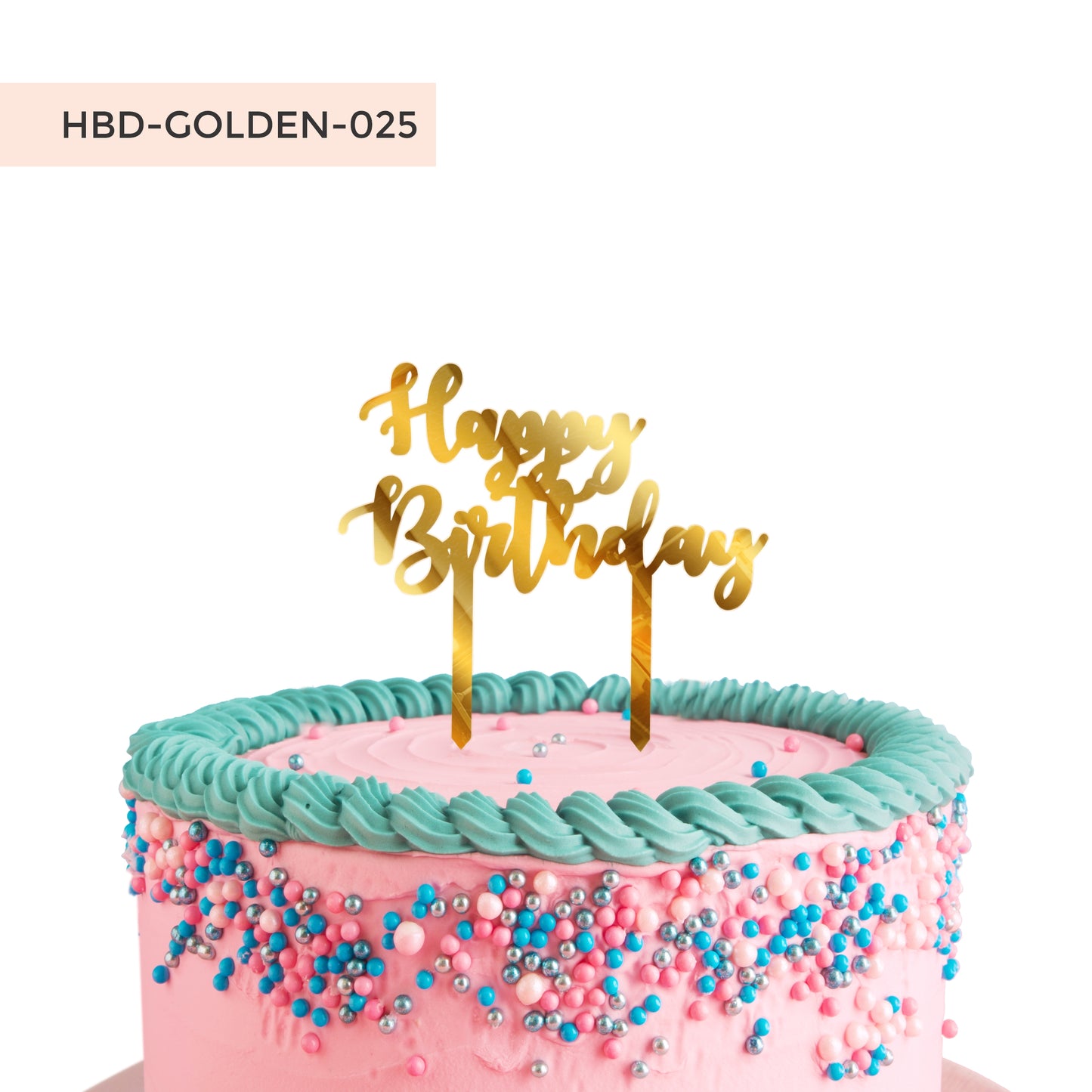 Birthday Acrylic Golden Cake Toppers
