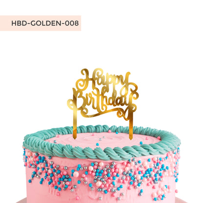 Happy Birthday Acrylic Golden Cake Toppers