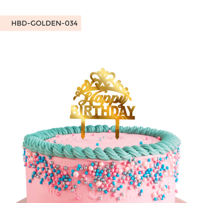 Golden Acrylic Birthday Cake Toppers