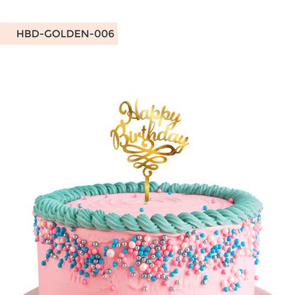 Happy Birthday Acrylic Golden Cake Toppers