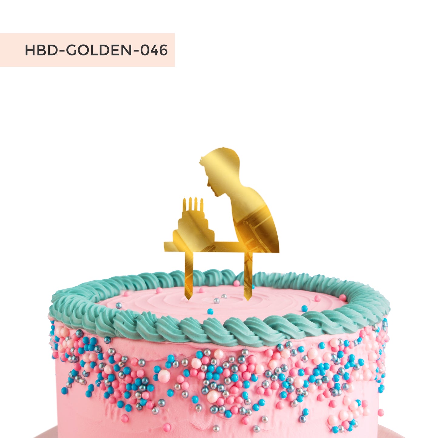 Happy Birthday Acrylic Cake Toppers Gold