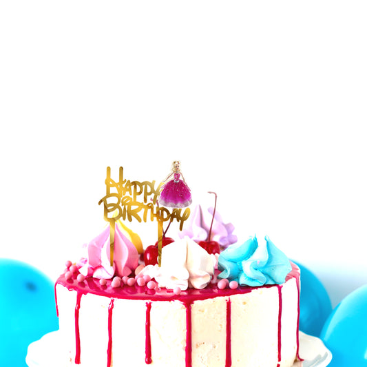 Barbie Theme Golden Birthday Cake Toppers
