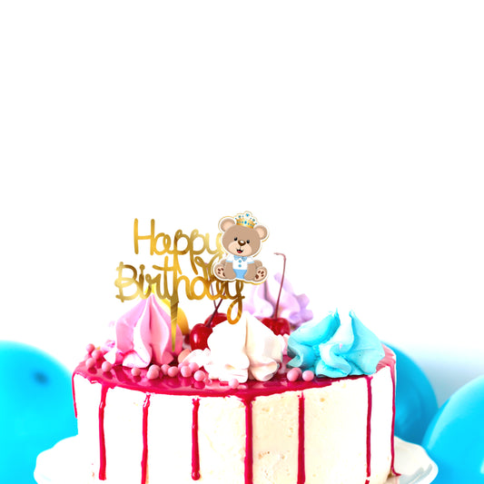 Acrylic Cake Topper Teddy Bear Birthday