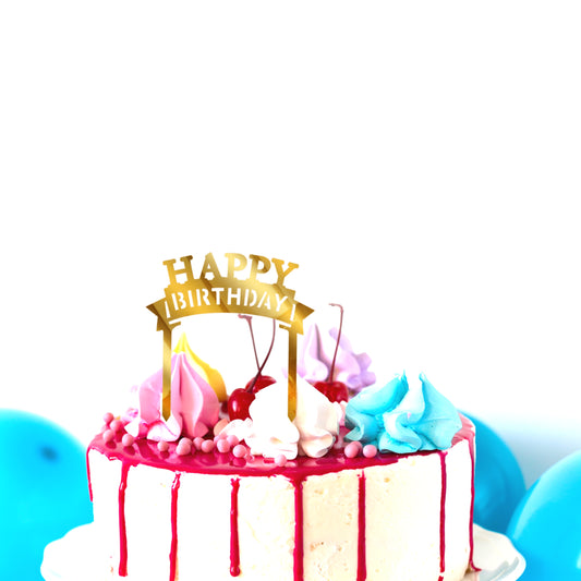 Golden Acrylic Cake Toppers Birthday