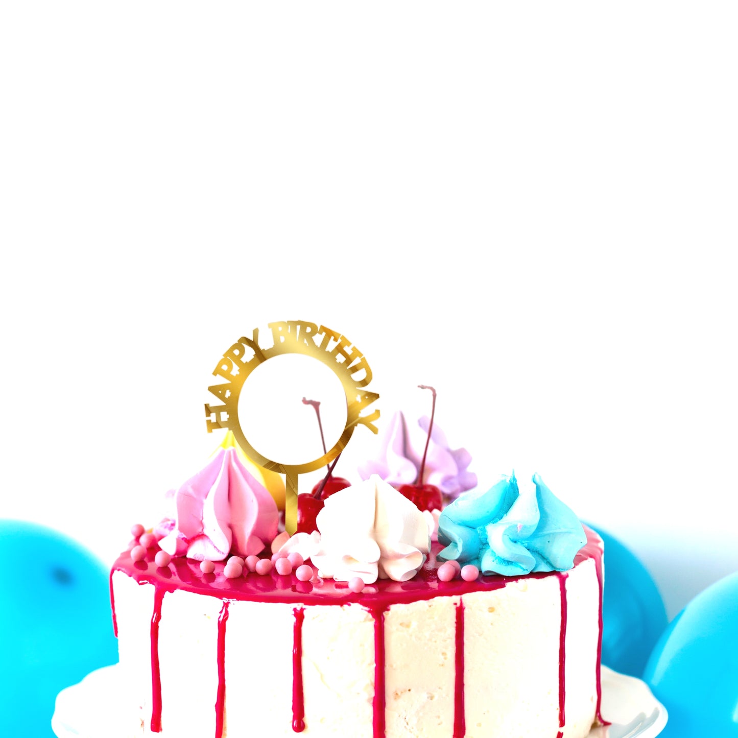 Happy Birthday Acrylic Golden Cake Toppers