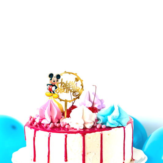 Golden Mickey Cake Topper Happy Birthday