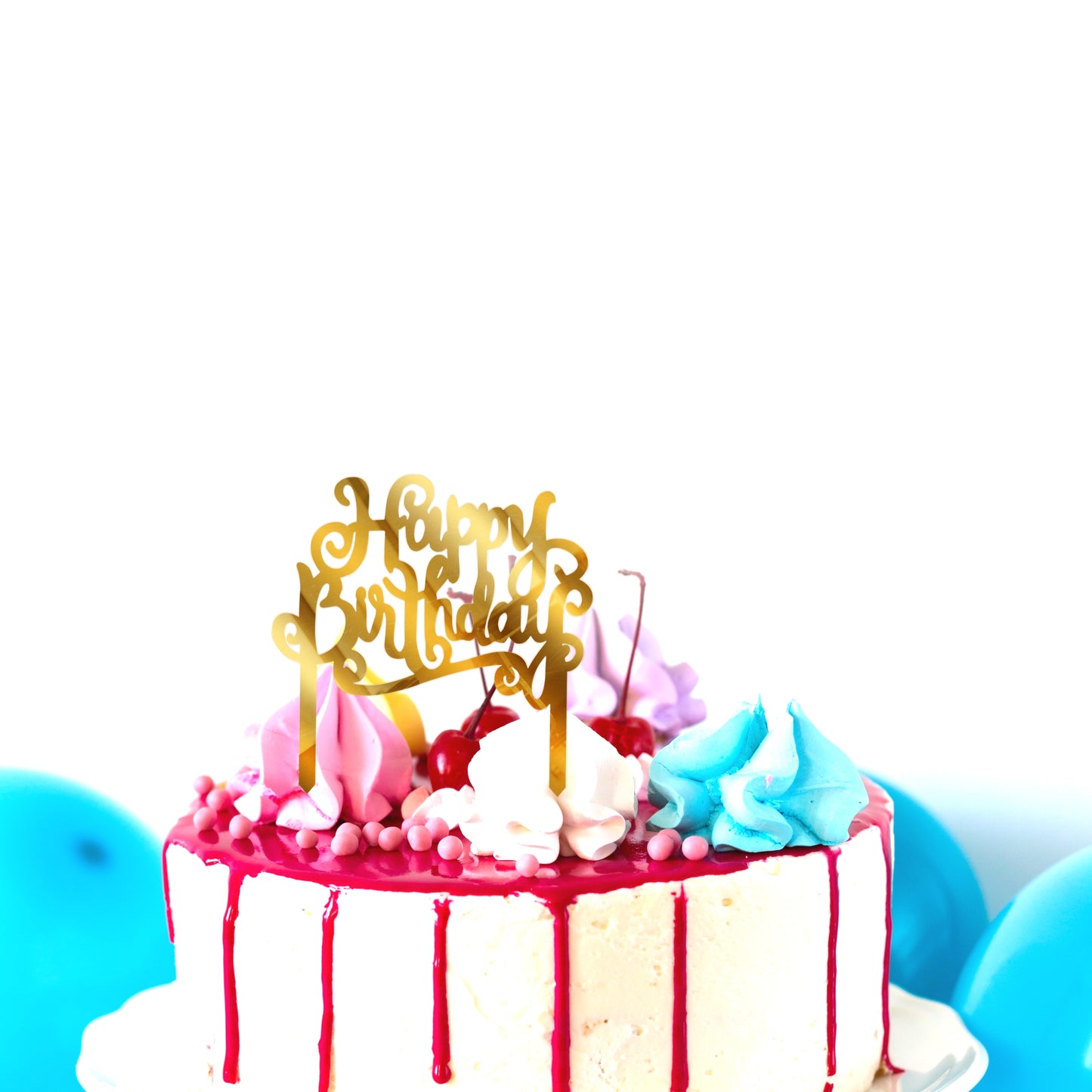 Happy Birthday Acrylic Golden Cake Toppers