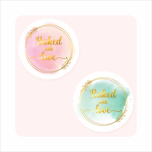 Baked With Love Stickers Gold Foil Stickers