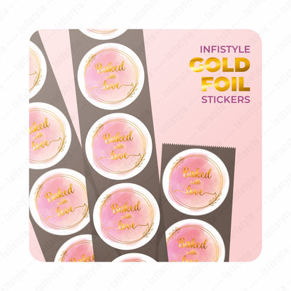 Baked With Love Gold Stickers