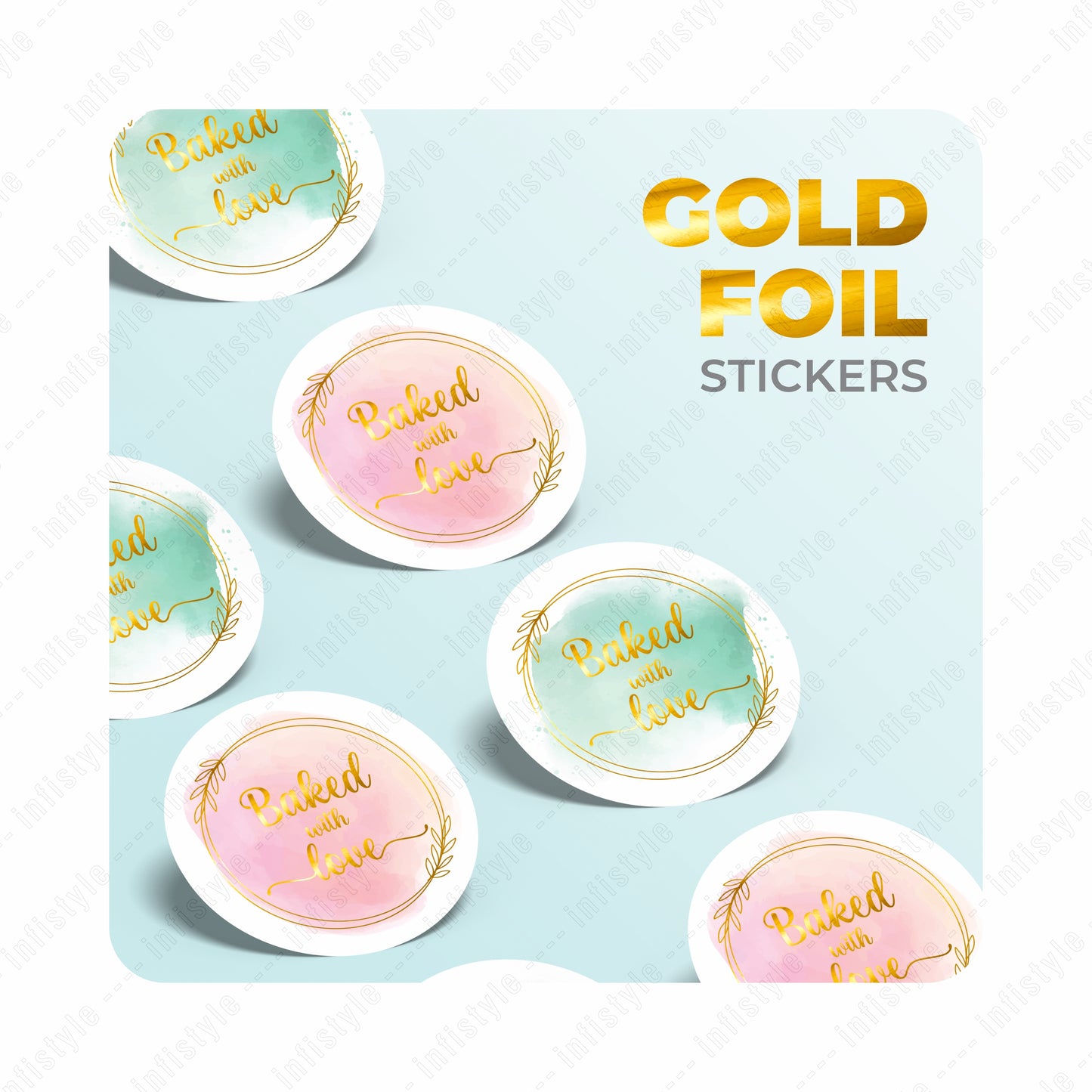 Baked With Love Gold Stickers