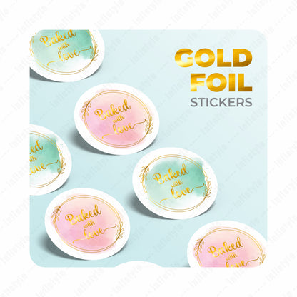Baked With Love Gold Stickers