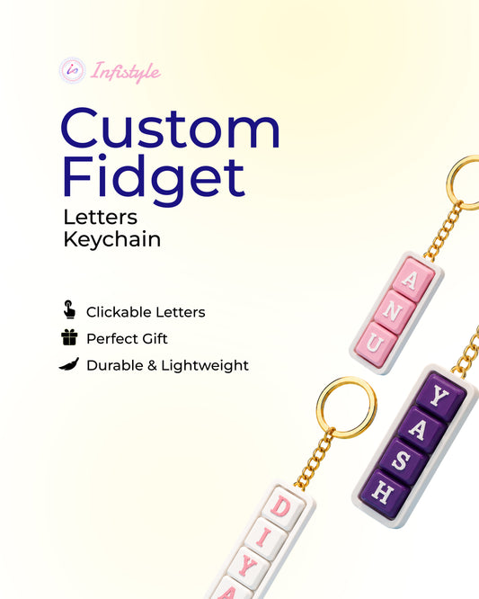Personalized Keyboard Clicker Custom Name Fidget Letters Keychain