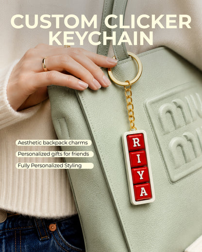 Personalized Keyboard Clicker Custom Name Fidget Letters Keychain