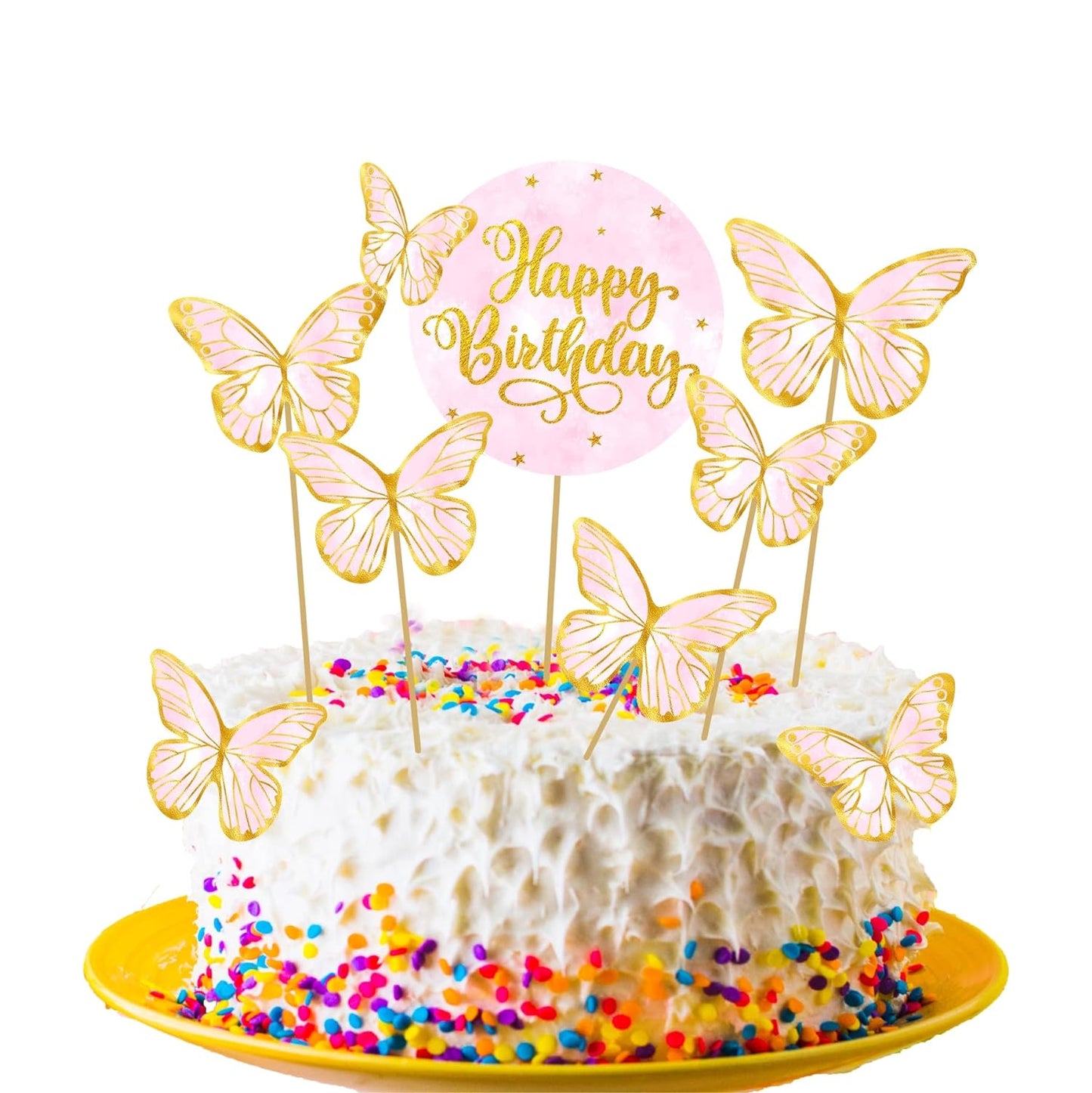 Butterfly Cake Toppers 8 Butterfly 1 Happy Birthday Party Decoration Cake Topper (PCT-04)