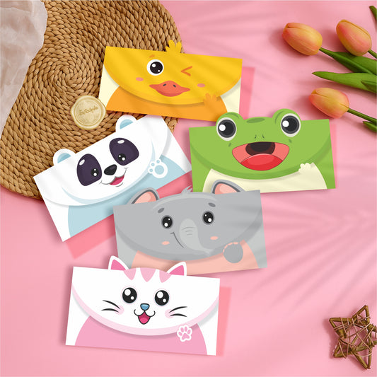 Cute Animal-Themed Kids Envelopes Assorted – Fun & Colorful Animal Envelope Set for Kids